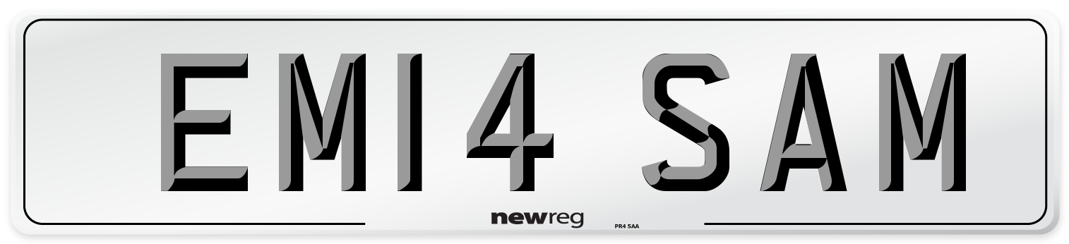 EM14 SAM Number Plate from New Reg